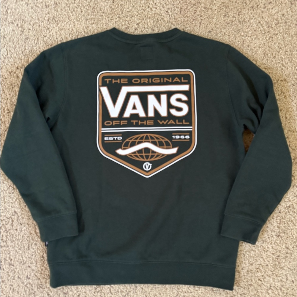 Vans kids Crewneck Sweatshirt in Forest Green with Chest Logo - Picture 2 of 4